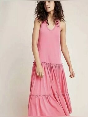 NWT Sundry by Anthropologie Tiered Racerback Maxi Dress Pink M
